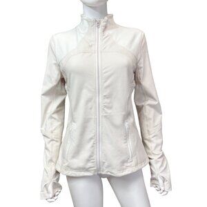 Lululemon Define Full-Zip Lightweight Fleece Jacket Sz 10 Beige Checkered